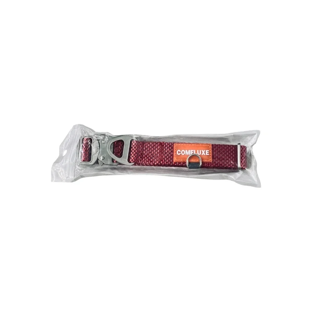 Comfluxe Dog Collar Pet Burgundy New Heavy Duty Nylon Metal Buckle - 10-16.5
